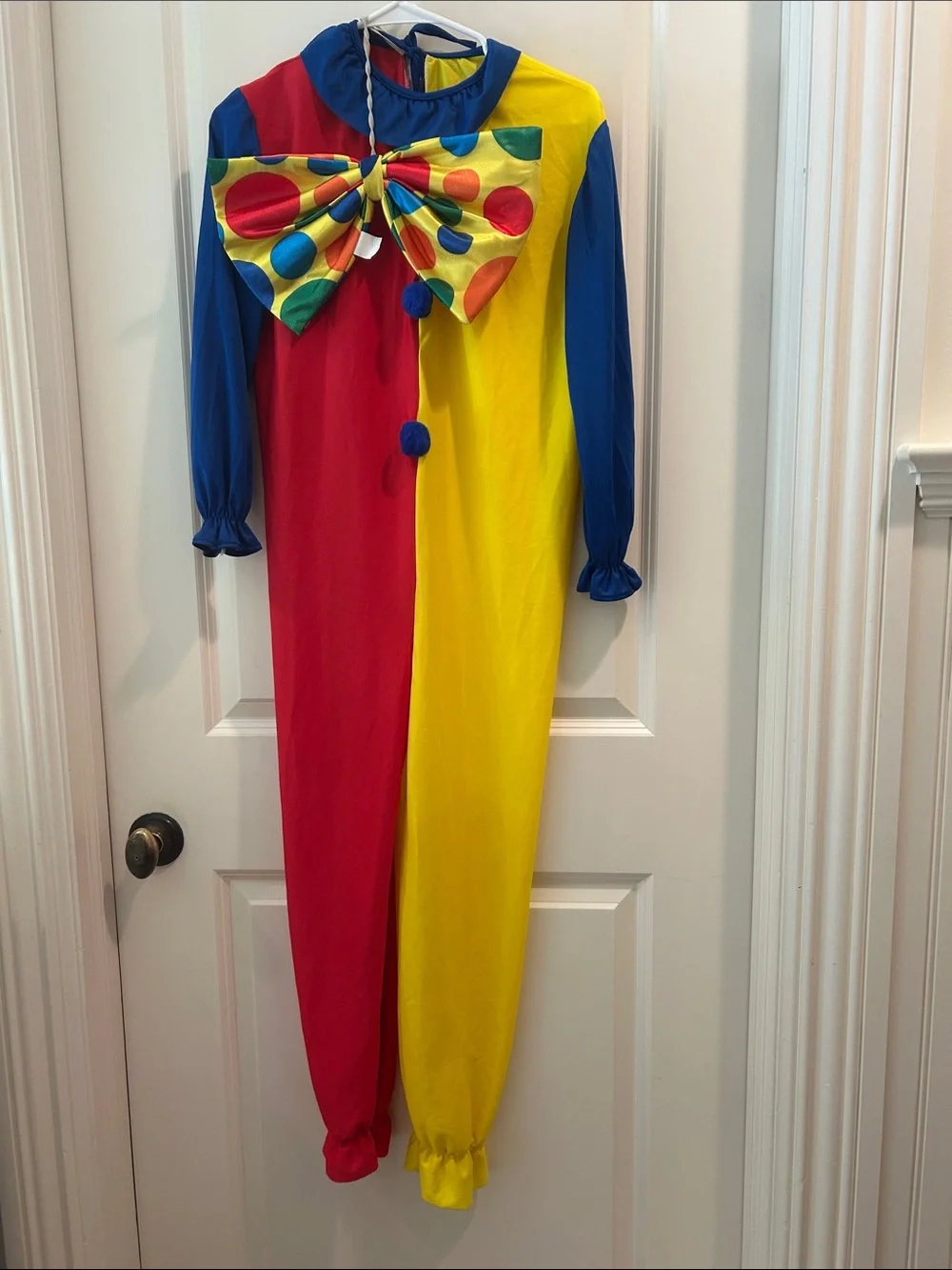 Rubie’s Color Block Clown One Piece PullOn Costume w/ polka dot tie kids size L